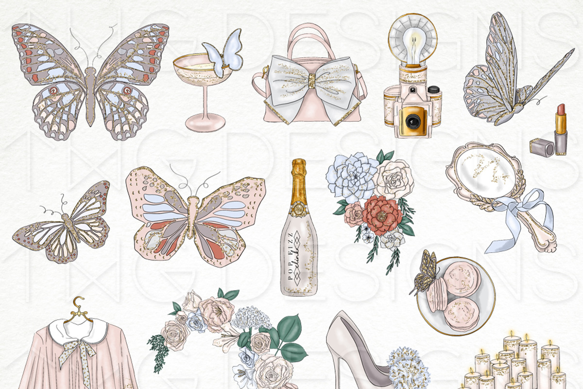 Butterfly Fashion Girl Clip Art, an Illustration by TWG Designs (Photo 2 of 4)