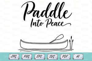 Paddle Into Peace Canoe Line Art