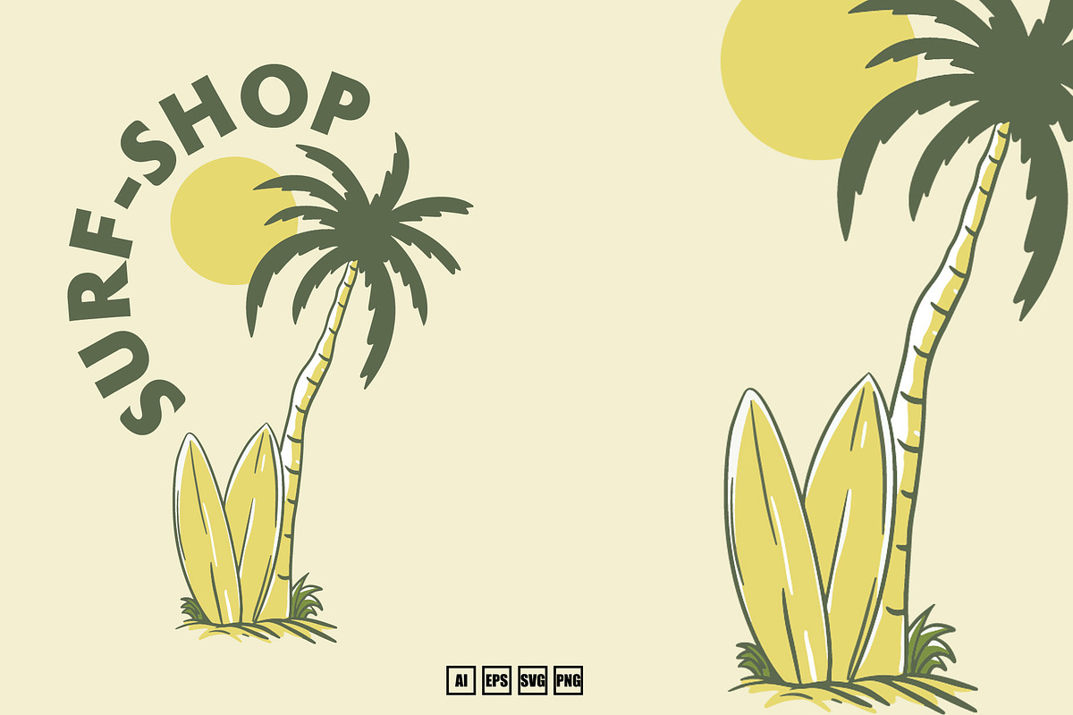 Surf Shop Illustration, an Illustration by kalehstudio