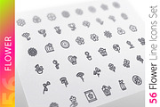 Flower Line Icons Set, an Outline Icon by Voysla's Shop (Thumbnail 1 of 4)