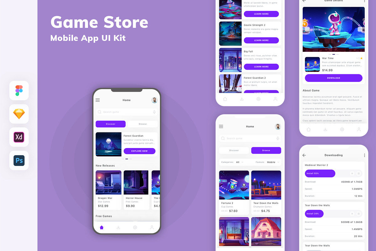 Game Store Mobile App UI Kit, an UI Kit Template by uicube