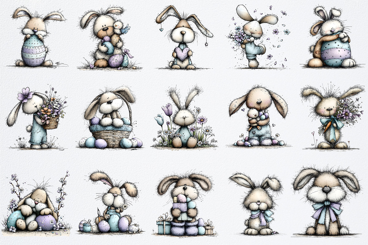Watercolor Easter Bunny Clipart, an Illustration by Watercolor design (Photo 2 of 7)