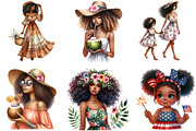 Summer African American Girls, a Seasonal Illustration by DreamArtGraphic (Thumbnail 3 of 4)