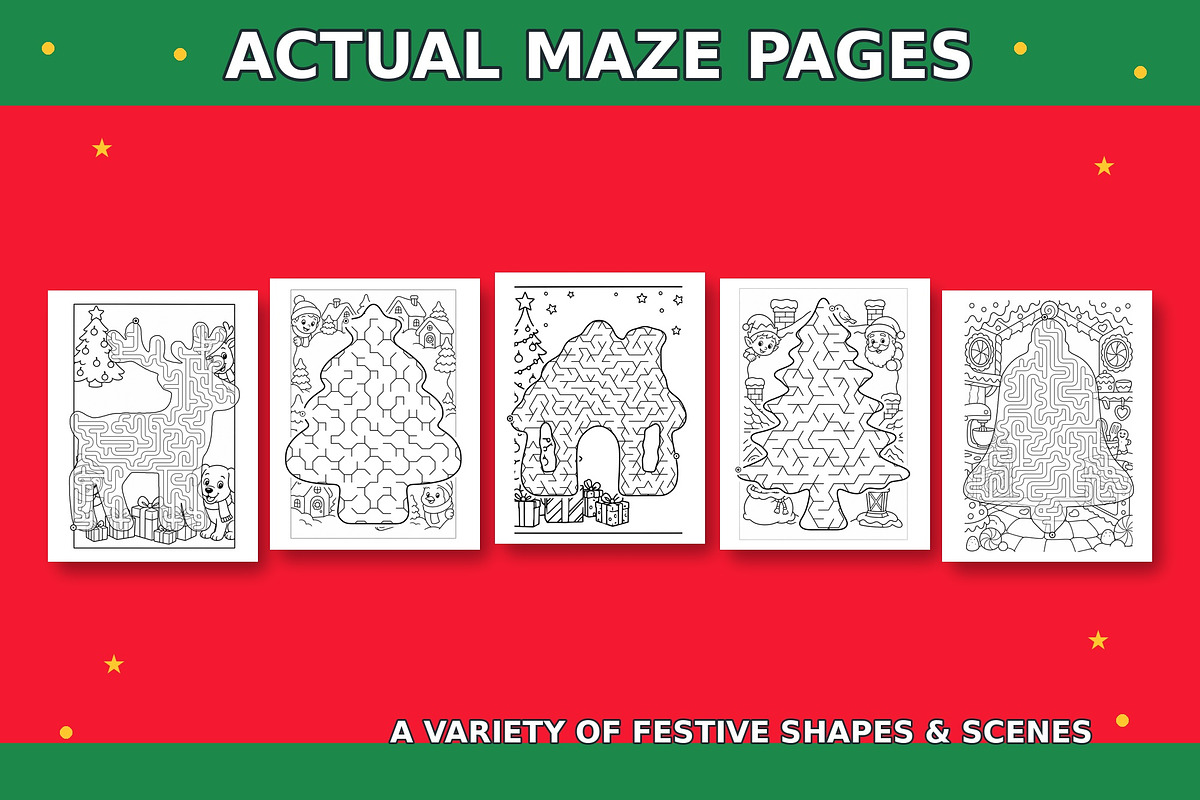 60 Christmas Mazes for Kids, a Seasonal Illustration by Dreamy Little Graphics (Photo 2 of 7)