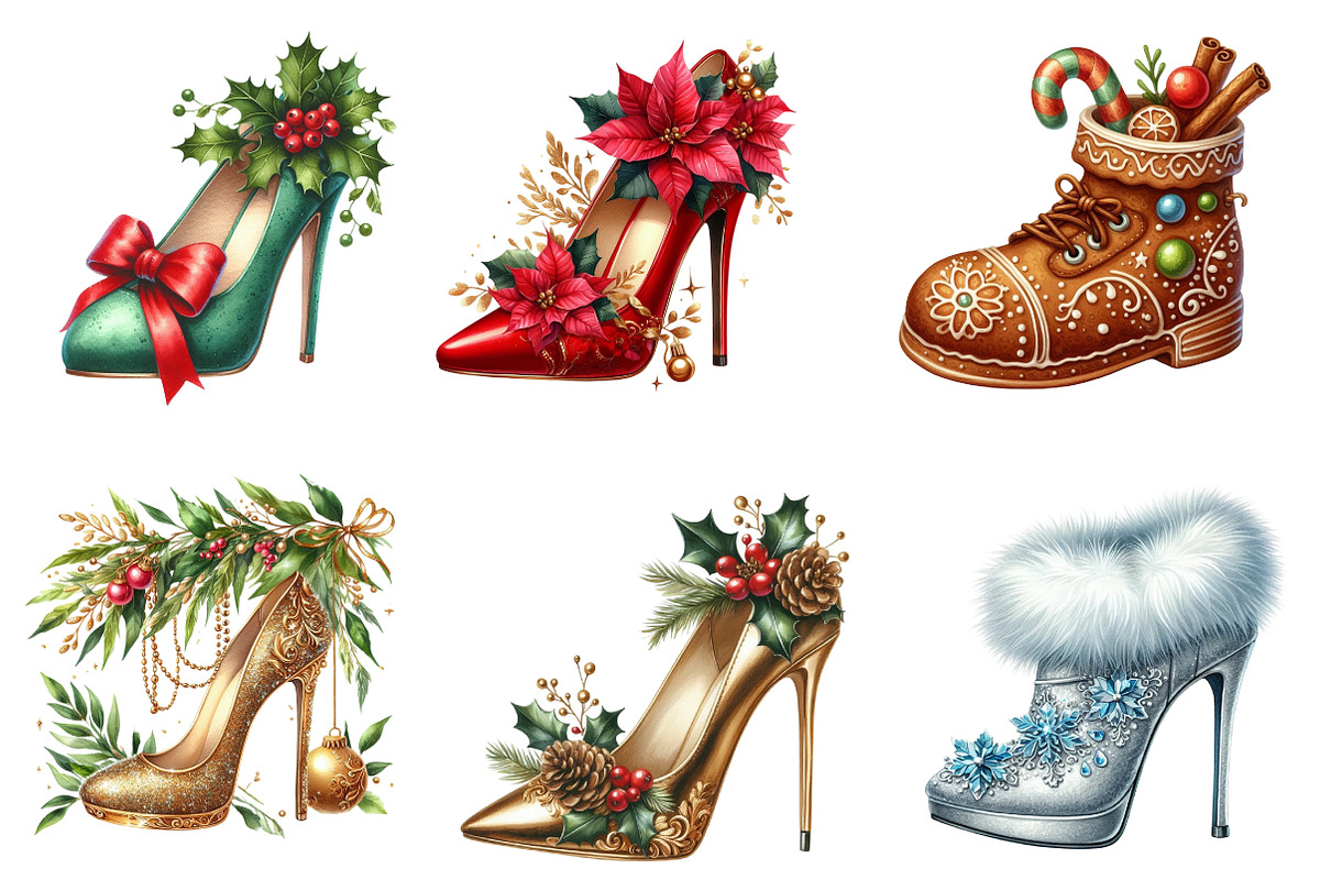 Christmas High Heels Clipart, an Illustration by SinaCreation (Photo 4 of 7)