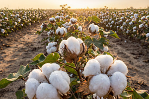 Cotton bolls in a cotton field, an Industrial Photo by Volff