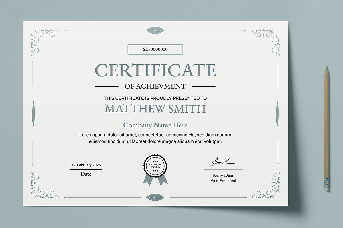 Clean Certificate Design, a Stationery Template by MightyDesign (Photo 2 of 6)