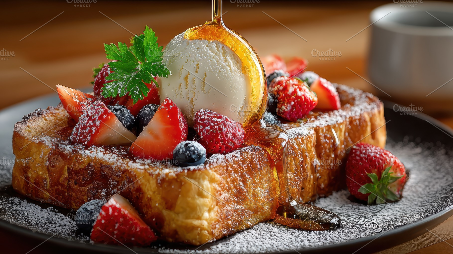 Delicious French Toast with Berries, a Photo by Pixeness Studio