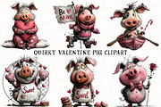 Quirky Valentine Pig Clipart, an Illustration by OK Design (Thumbnail 2 of 6)