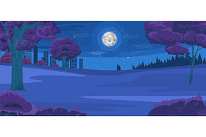 A serene forest clearing at night, an Illustration by SiberianArt