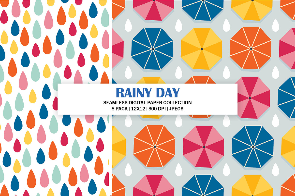 Rainy Day Seamless Digital Paper, a Pattern Graphic by Alanna Messina Design Co (Photo 3 of 9)