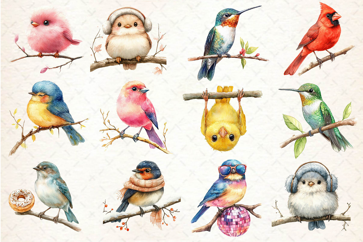 Cute Funny Birds Clipart, an Illustration by Dream Creation (Photo 3 of 5)