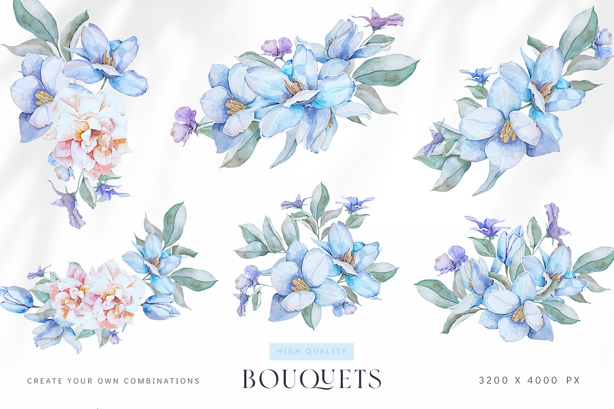 Watercolor clipart Navy tulips, a Decorative Illustration by MariGraphic boutique (Photo 3 of 9)