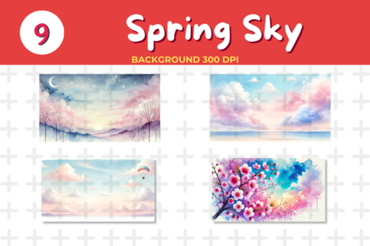 Watercolor Spring Sky Background JPG, an Education Illustration by John_Walker (Photo 3 of 4)