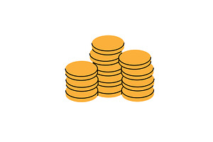 Three stacks of gold coins. Money, a Finance Illustration by GraphiShop