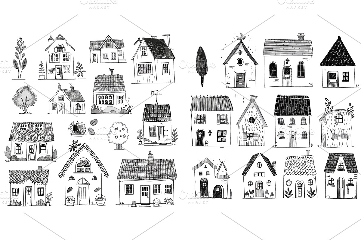 Hand drawn cozy houses. Urban street, an Object Illustration by ZinetroN