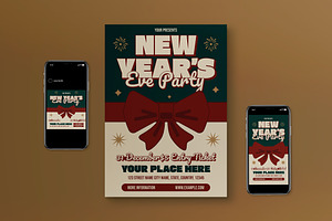 Green New Years Eve Party Flyer Set, a Flyer Template by graphicook