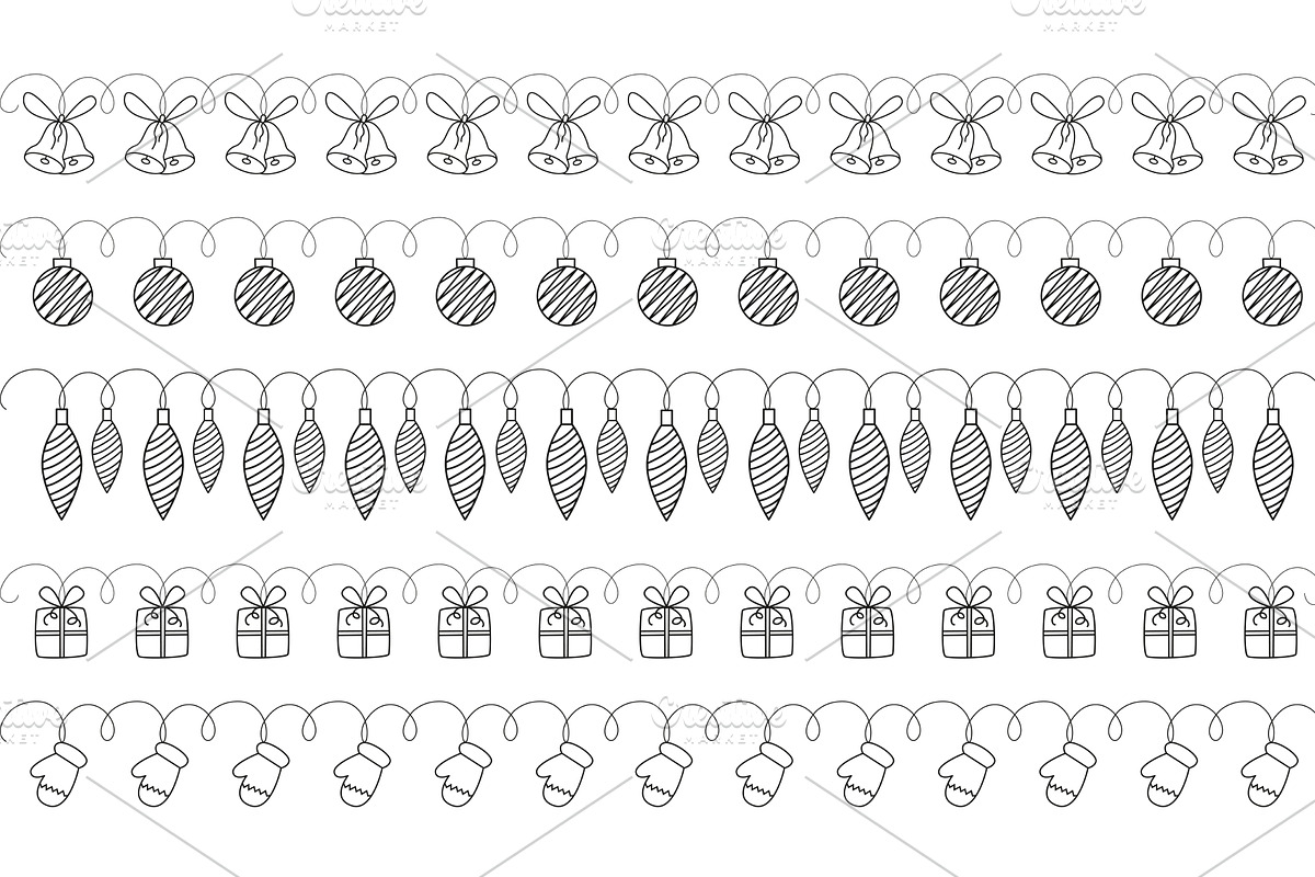 Set of Christmas themed garlands in, an Illustration by Tati_Kli