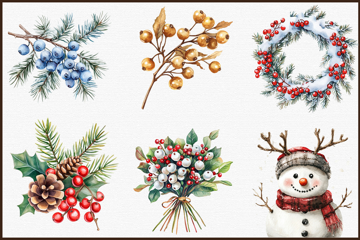 Watercolor Winter Berry Christmas Se, an Illustration by Sublimation Artist (Photo 3 of 6)
