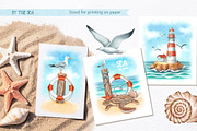 Sea Clipart. Patterns & Seascapes, a Person Illustration by MariArtySpace (Thumbnail 11 of 15)
