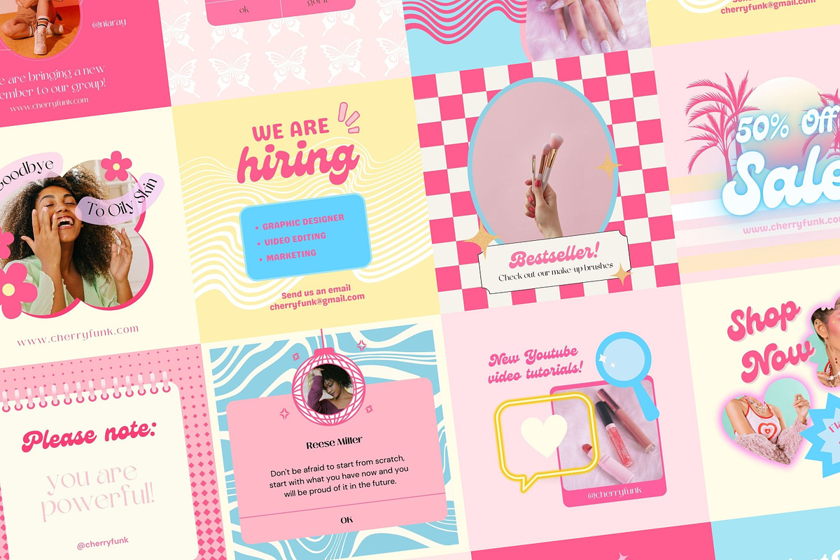 Barbiecore Instagram Post Template, a Social Media Template by Hell Yeah Designs (Photo 2 of 7)