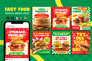 Modern Retro Fast Food- Template, a Social Media Template by Jiwstudio