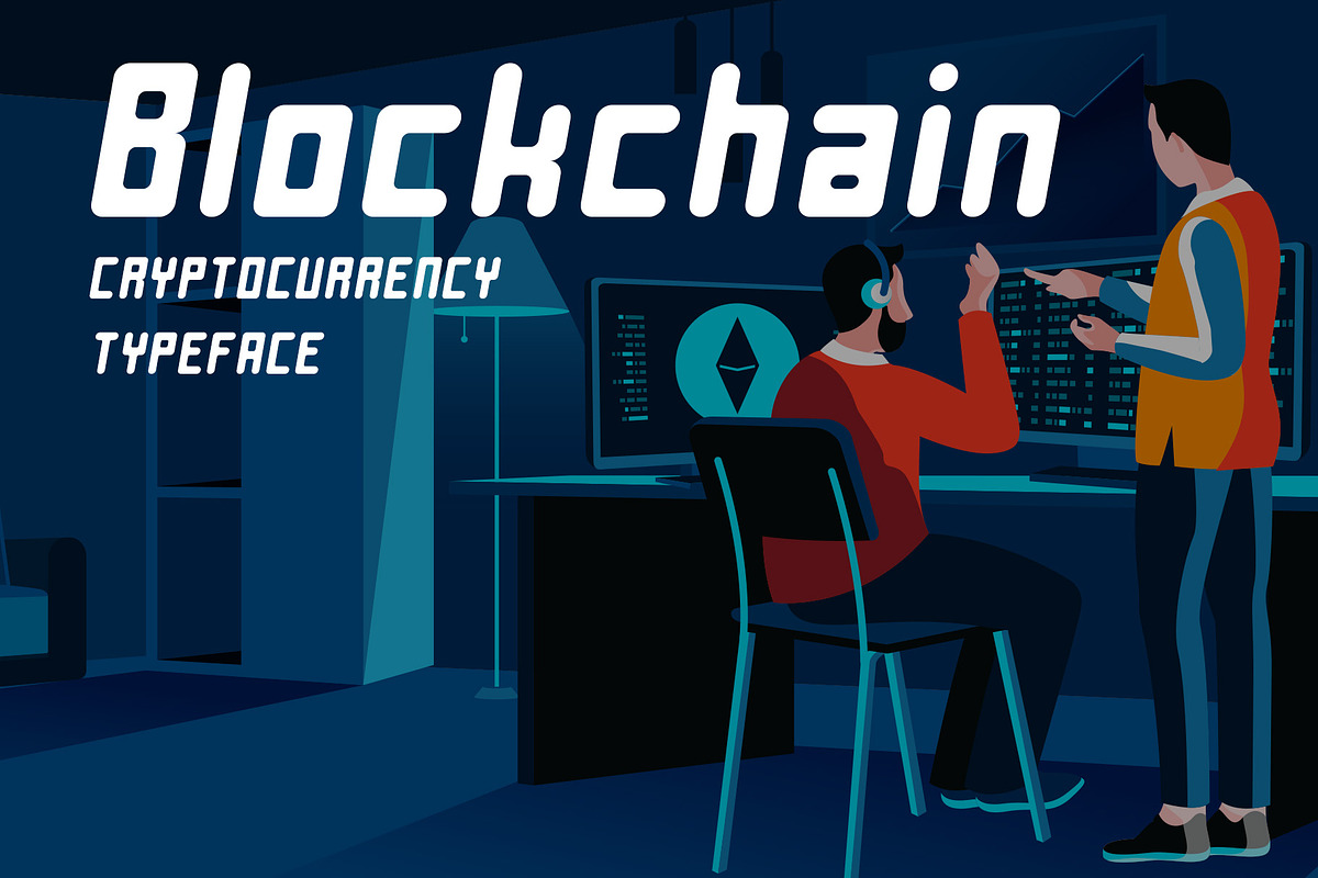 Blockchain - Cryptocurrency Typeface, a Font by HipFonts (Photo 1 of 7)