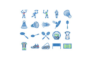 badminton shuttlecock sport icons, an Object Illustration by pikepicture