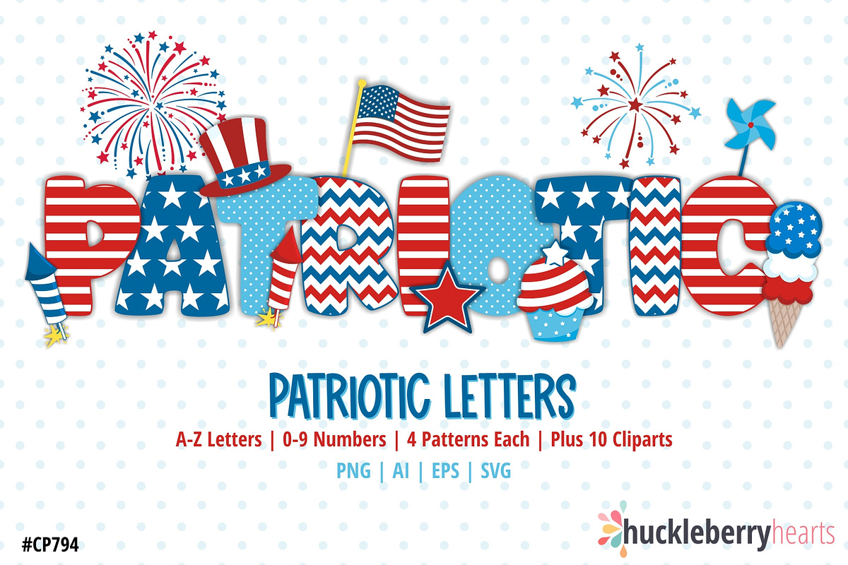 Patriotic Alphabet Letters, an Object Illustration by Huckleberry Hearts (Photo 1 of 4)