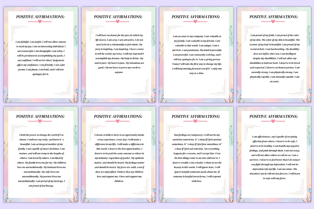 1000 Positive Affirmations For Women, a Stationery Template by Mustafiz (Photo 3 of 8)