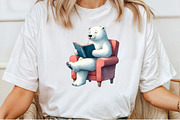 Polar Bear Reading Clipart, an Animal Illustration by Pixels.Craft (Thumbnail 7 of 7)