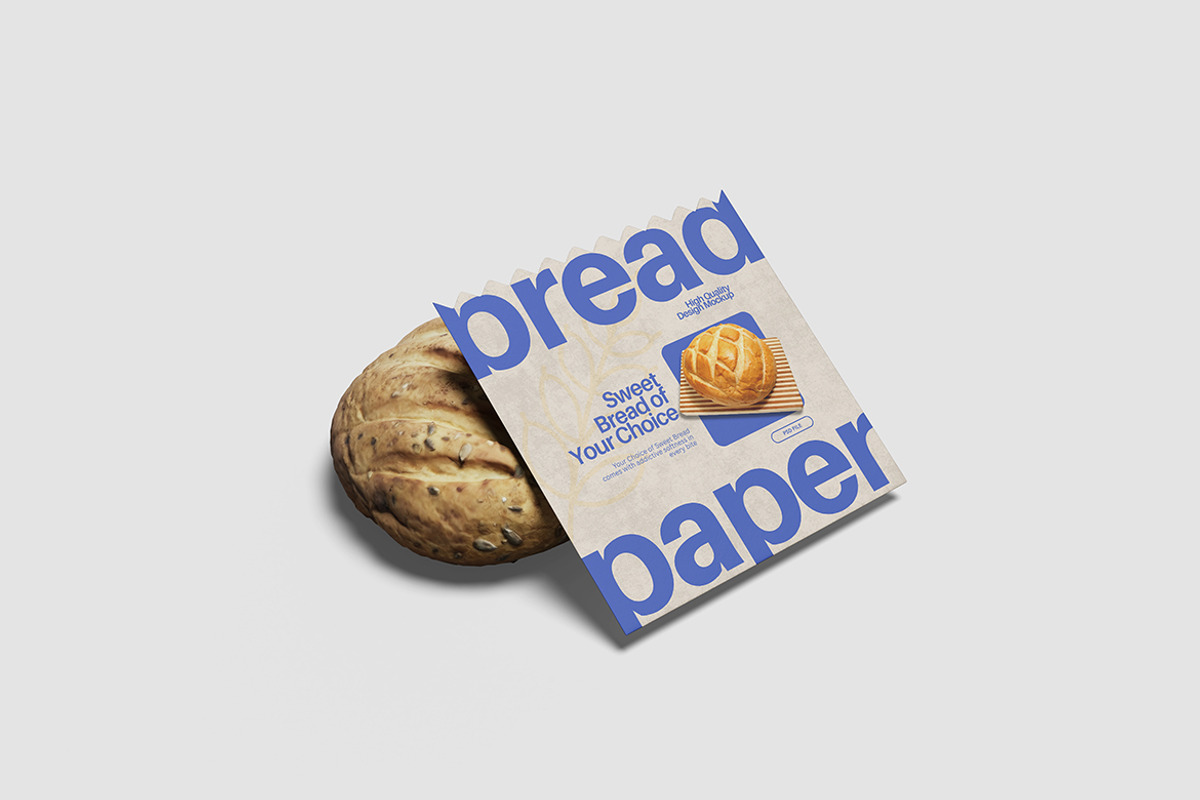 Minimalist Bread Paper Mockup, an Advertising Mockup by bimockup (Photo 5 of 6)