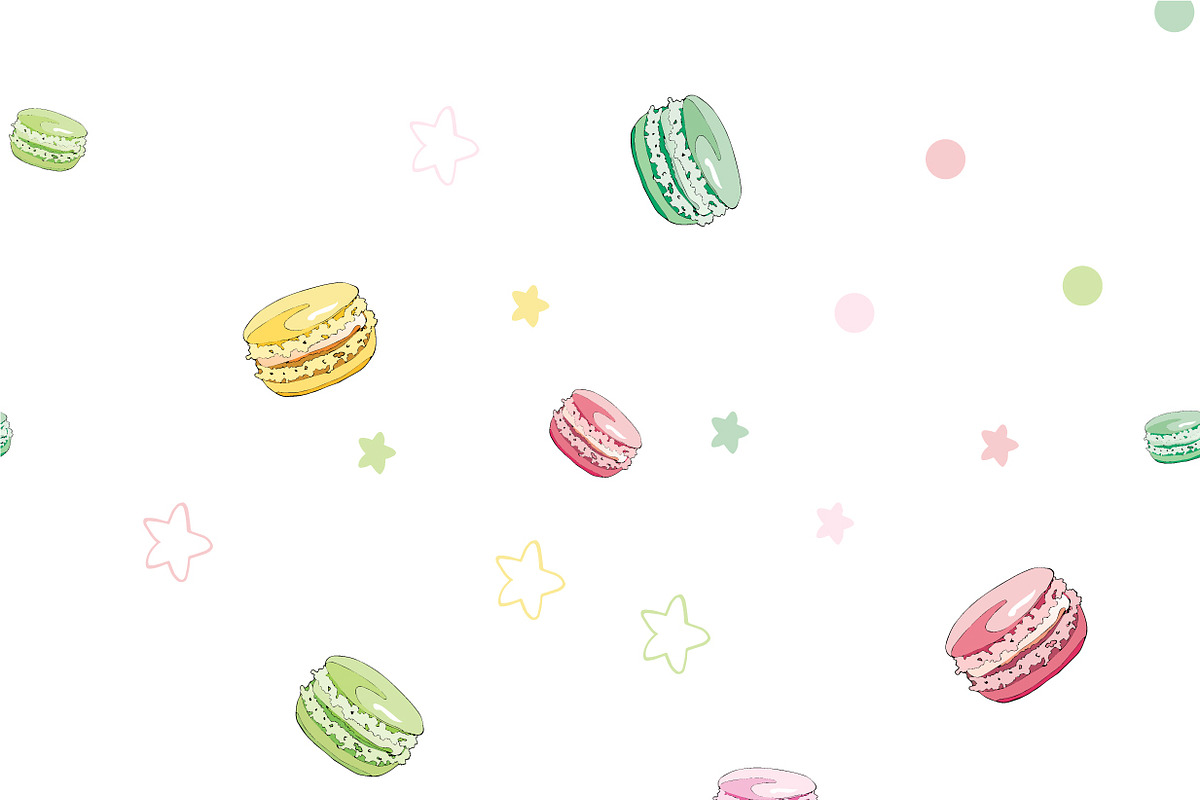 7 vector images of macarons, a Pattern Graphic by Valeria