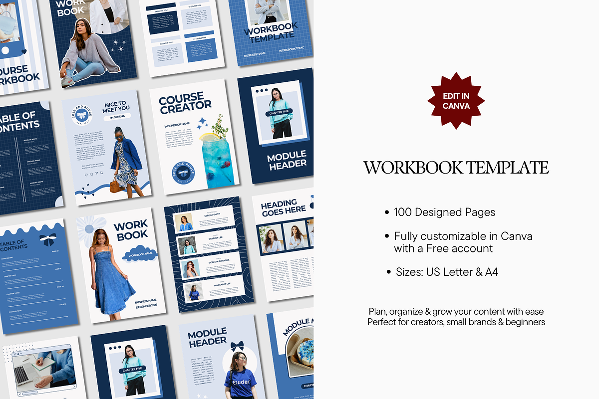 Blue Ebook Workbook Canva Template, a Marketing Template by Anna Design Studio (Photo 2 of 11)
