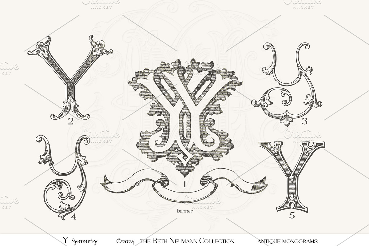 Antique Vintage Monogram Initial Y, an Object Graphic by Antique Monograms (Photo 4 of 4)