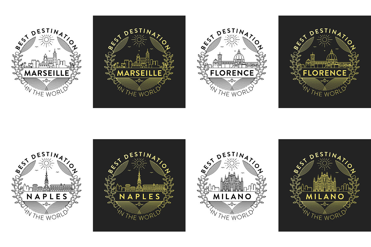 44 Linear City Badges, an Outline Icon by Kursat Unsal (Photo 12 of 25)