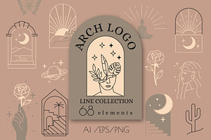 Arch line logo. Female art emblems.