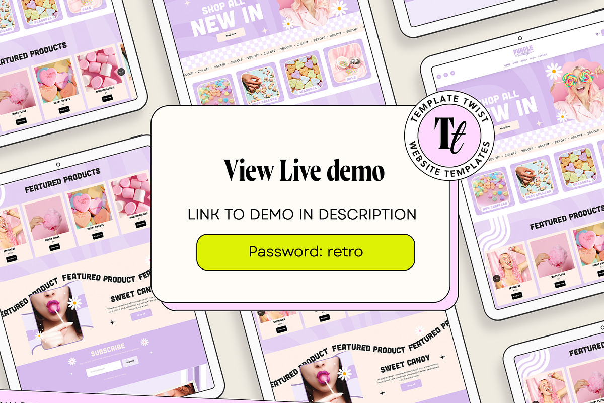 Purple Retro Squarespace Template, a Squarespace Template by Template Twist Shop (Photo 2 of 10)