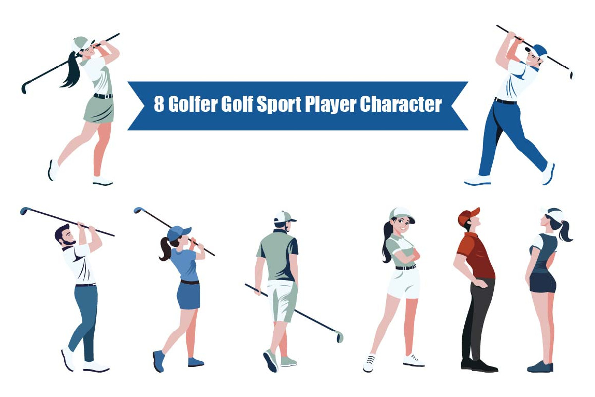 8 Golfer Golf Sport Player Character, a Sport Illustration by jongcreative (Photo 1 of 6)