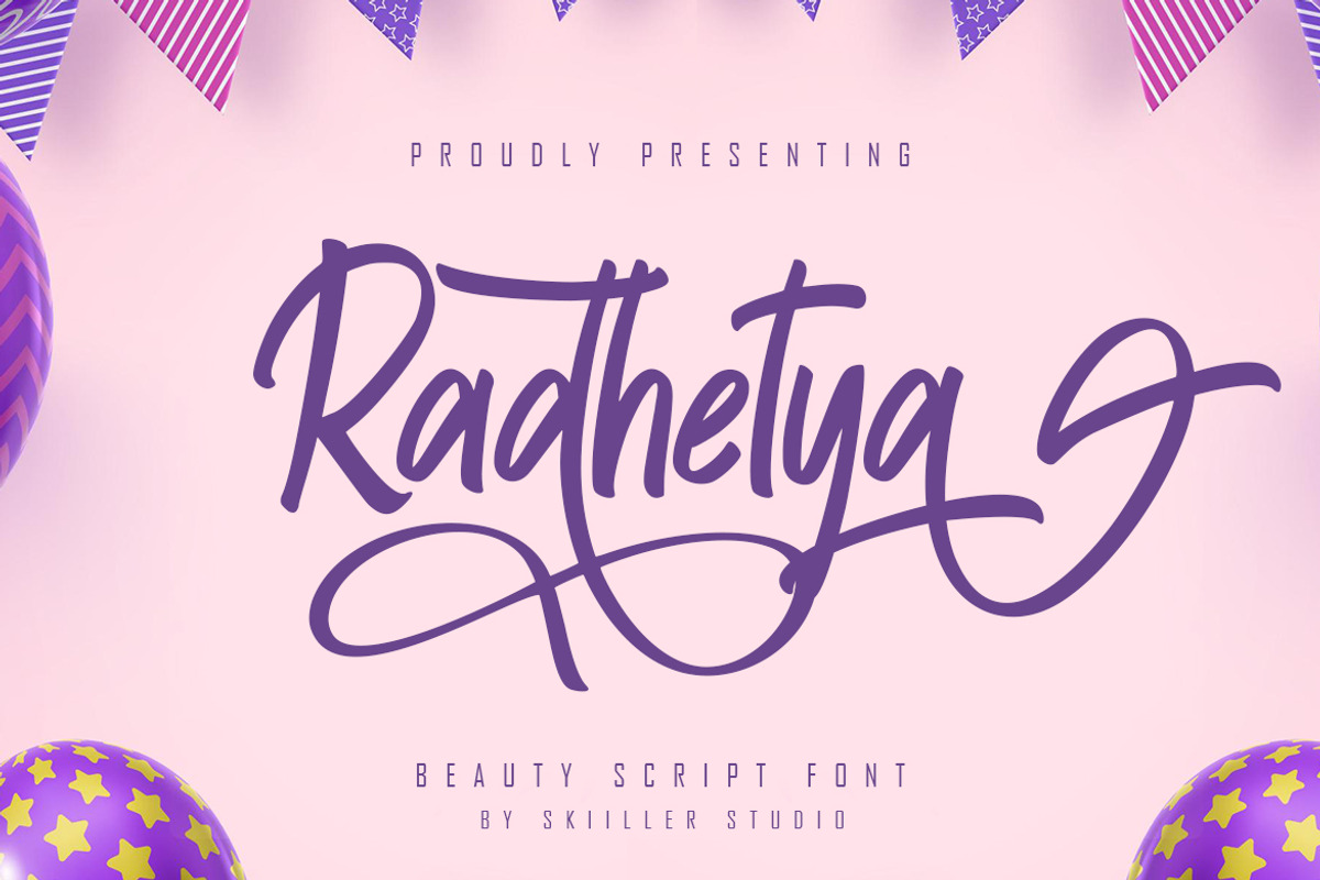 Radhetya - Beauty Script Font, a Script Font by skiiller studio (Photo 1 of 8)