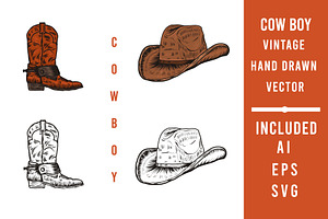 Cowboy Hat And Boots Vector