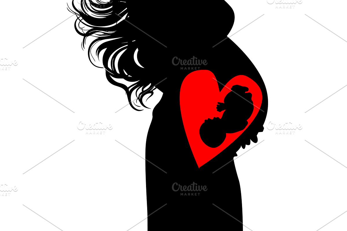 Silhouette of a pregnant woman. Hand, a Person Illustration by Nenahliadava Design