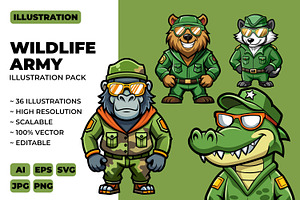 Wildlife Army Mascot Illustration