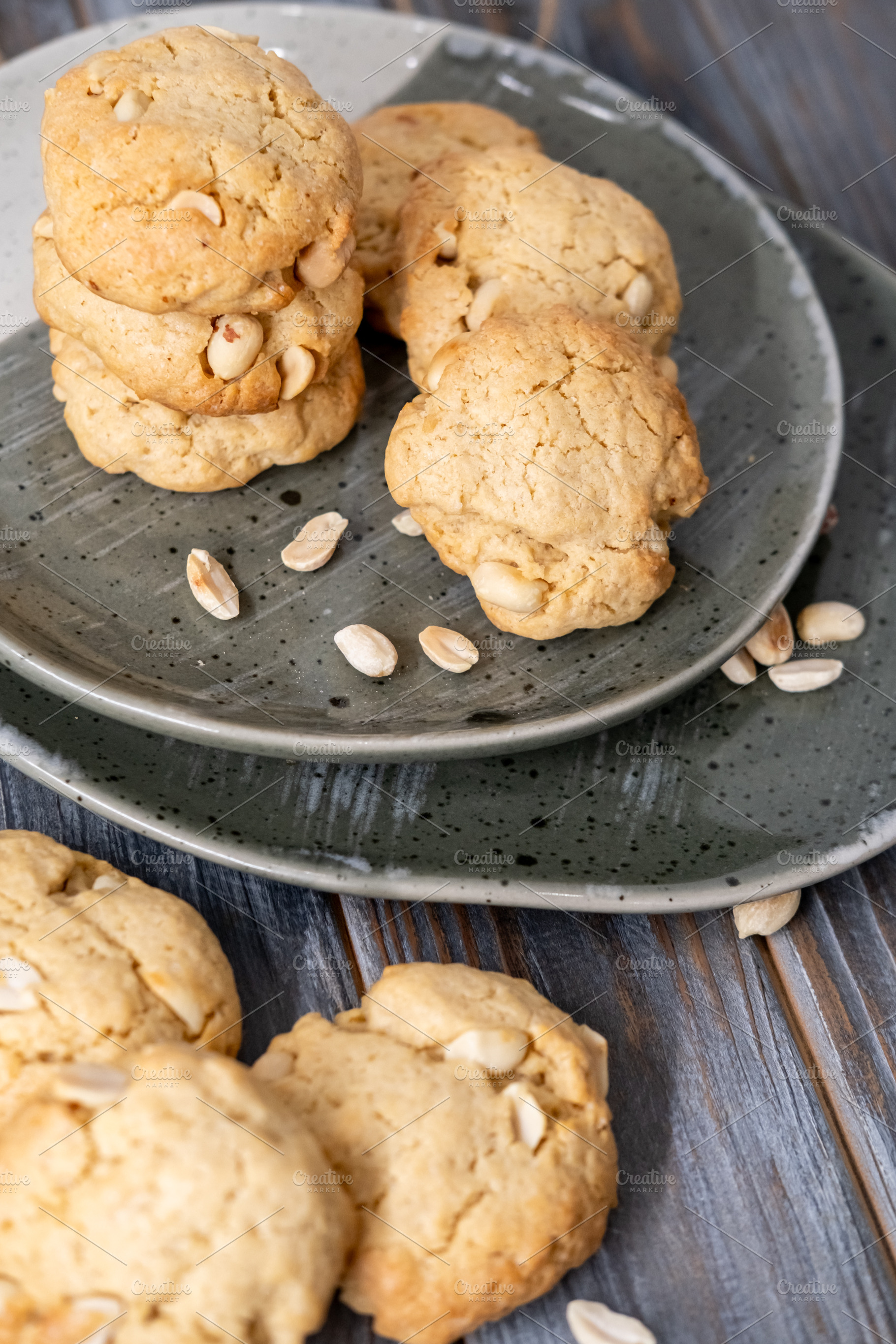 Tasty food crunchy biscuits cookies served peanut, a Food & Drink Photo by Photo Drive Studio