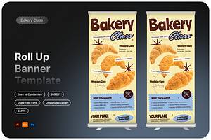 Modern Bakery Class Roll Up Banner, a Poster Template by Annora Studio