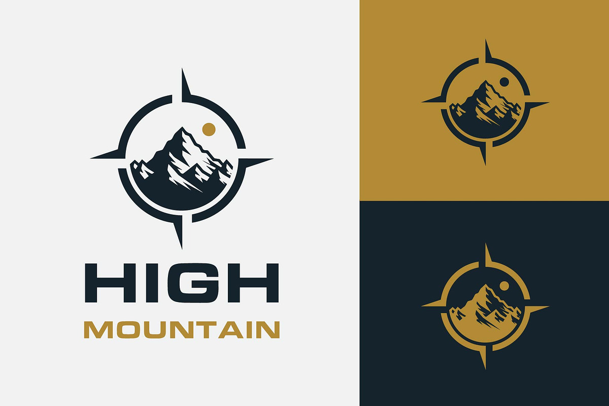 Landscape Mountain with Compass logo, a Branding & Logo Template by funpixel