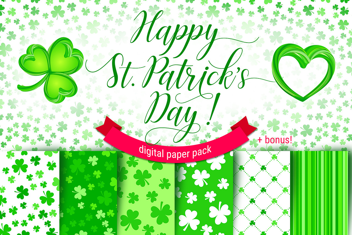 Happy St. Patrick's Day backgrounds, a Pattern Graphic by Slanapotam (Photo 1 of 2)