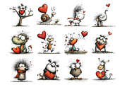 Valentine Creatures Clipart, an Illustration by Design Market (Thumbnail 2 of 3)