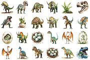 Watercolor Dinosaur Clipart, a Seasonal Illustration by designcity5 (Thumbnail 2 of 5)