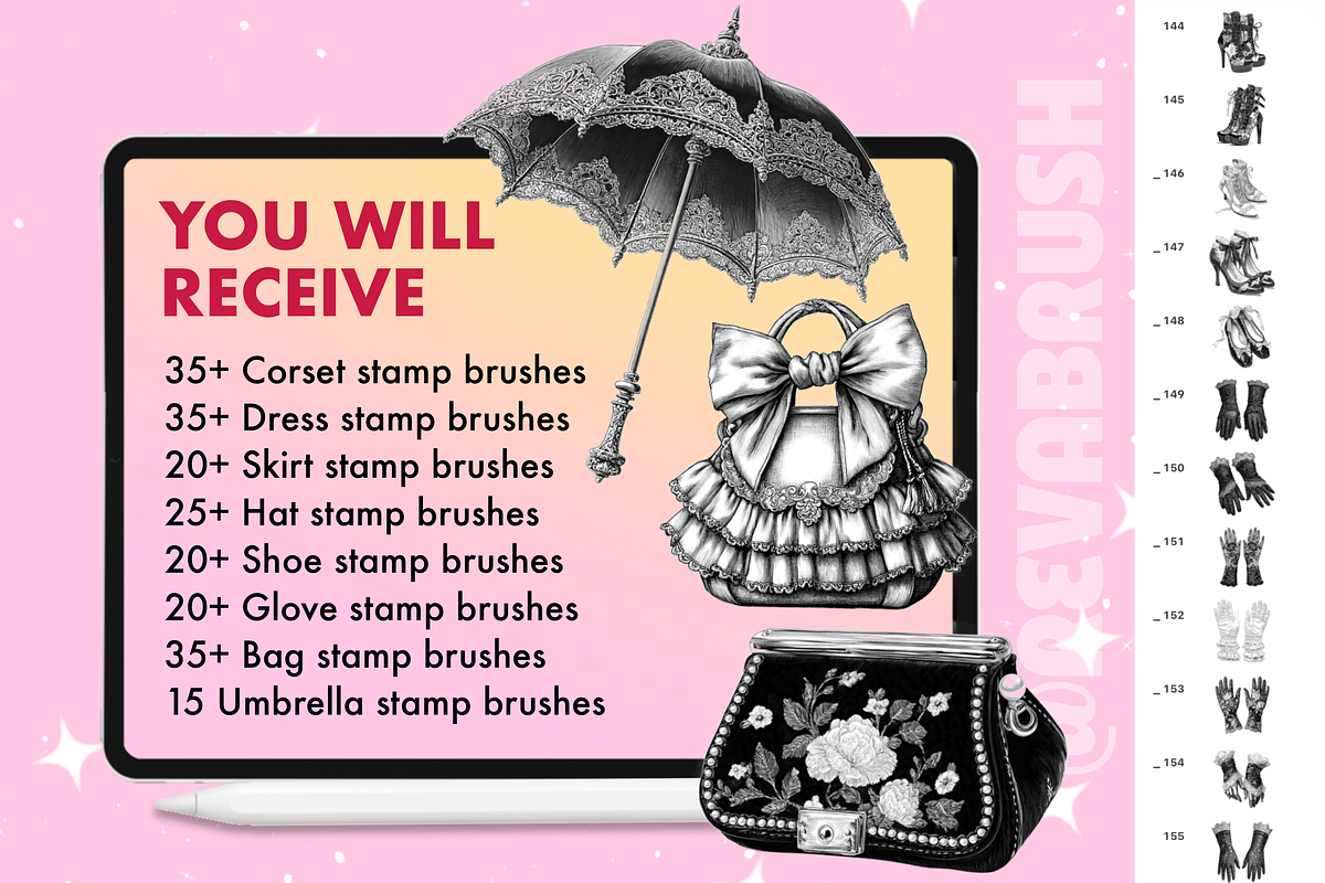 Procreate Vintage Clothes brushes, a Brush Add-On by Revabrush (Photo 2 of 10)